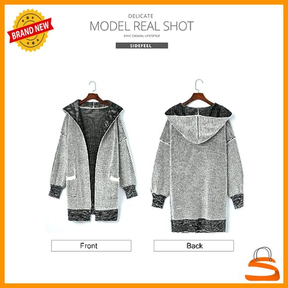 Oversized Hooded Cardigan Chunky Knit Open Front Sweater Coat Fall Fashion - Picture 6 of 7